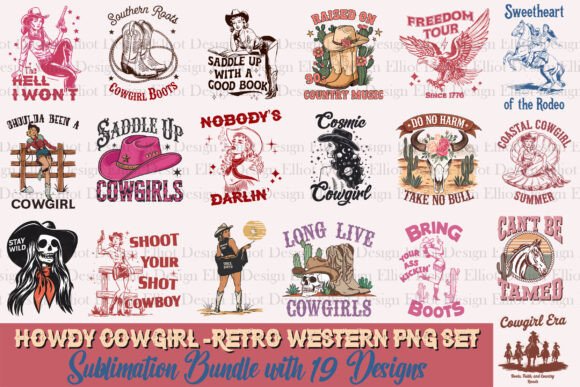 Download Howdy Cowgirl Retro Western PNG Bundle - Bundle Collection