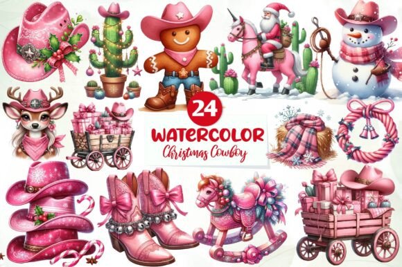 Download Pink Christmas Cowboy Clipart PNG - Premium Resources