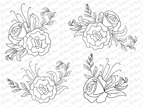 Download Line Art Flowers Arrangements - Premium Bundle