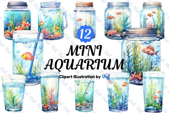 Download Mini Aquarium Clipart Watercolor Bundle - Bundle Collection