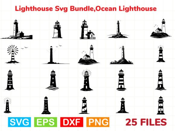 Download Lighthouse Svg Bundle,Ocean Lighthouse - Bundle Collection