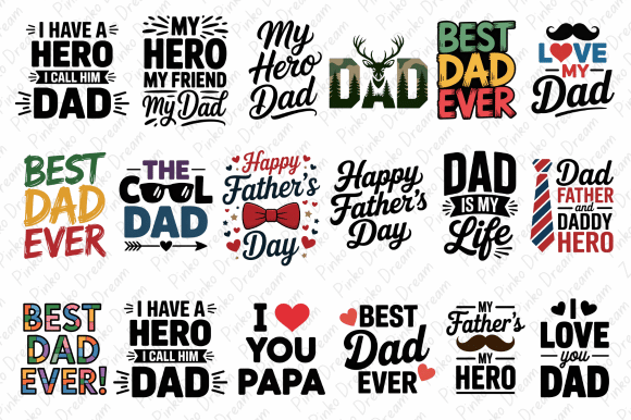 Download Father’s Day PNG Quotes Design Bundle - Bundle Collection