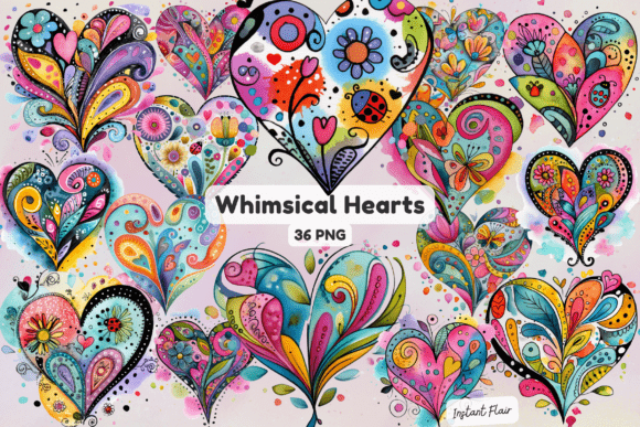 Download Whimsical Hearts Clipart Bundle - Bundle Collection
