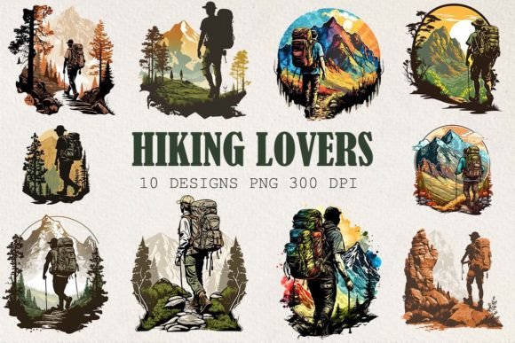 Download Hiking Lovers Clipart Bundle - Bundle Collection